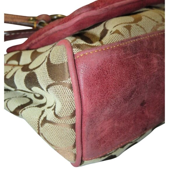 COACH 2004 Special Edition Signature C Oxblood Suede and Leather 7065 Satchel - Picture 6 of 13